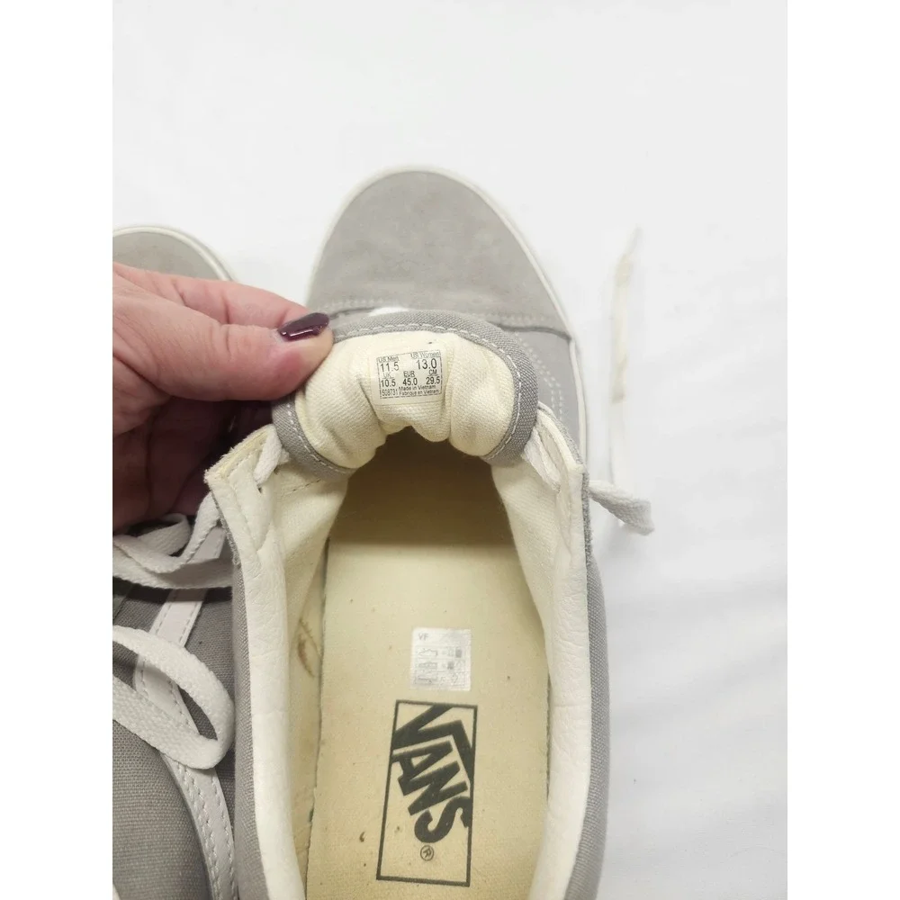 Vans Old Skool Grey Suede Canvas Low Top Skate Shoes Mens 11.5 Womens 13
